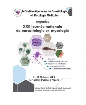 22&egrave;me Journ&eacute;e Nationale de parasitologie et mycologie - 24 Octobre 2019 &agrave; Alger