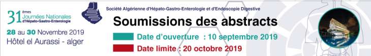 31&egrave;me journ&eacute;es nationales d&rsquo;H&eacute;pato-Gastro-Ent&eacute;rologie- Les 28 au 30 Novembre 2019 &agrave; l&rsquo;H&ocirc;tel El Aurassi- Alger