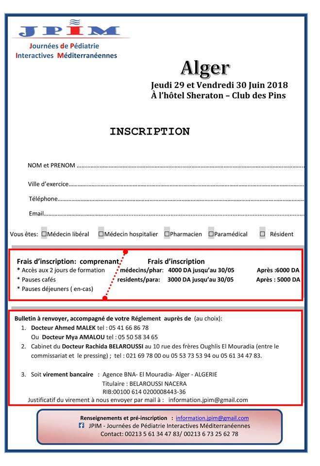 3&egrave;mes JPIM - 29 et 30 Juin 2018 &agrave; Alger